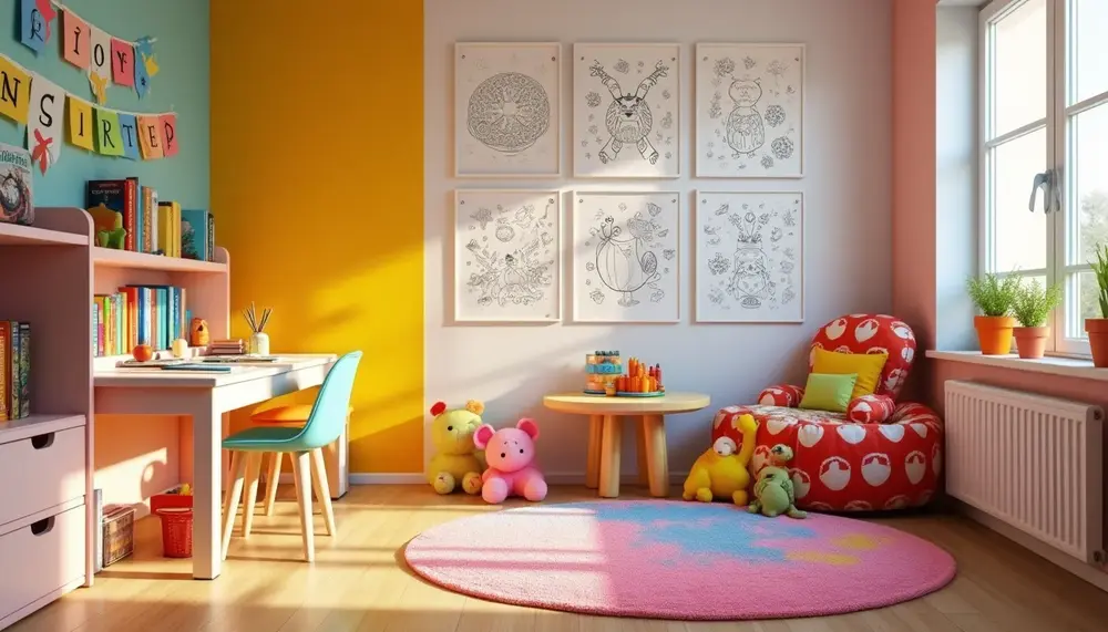Das kreative Kinderzimmer: Ausmalbilder als individuelle Wanddekoration und Kreativecken einrichten