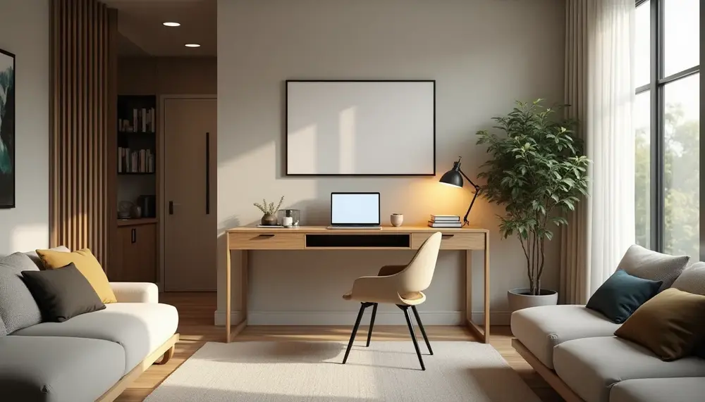 Wohnzimmer gestalten mit Schreibtisch: So verbinden Sie Arbeiten und Entspannen